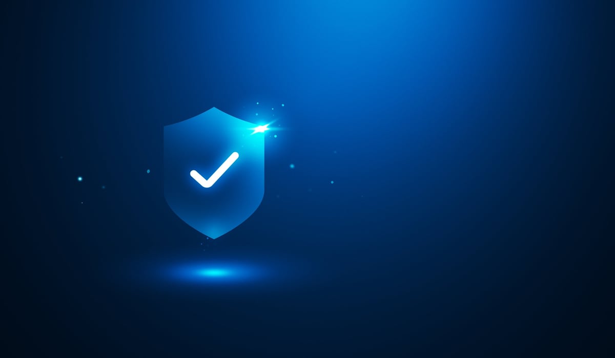 Certified business certificate approved sign or guarantee badge stamp icon on emblem shield check mark customer experience service background strategy warranty approval product quality label symbol.